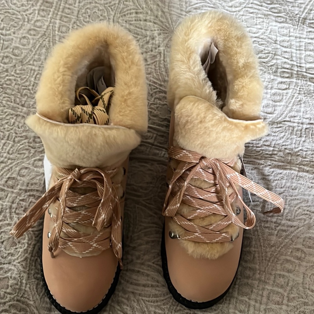 JCrew Fur Boots with 2 sets of laces